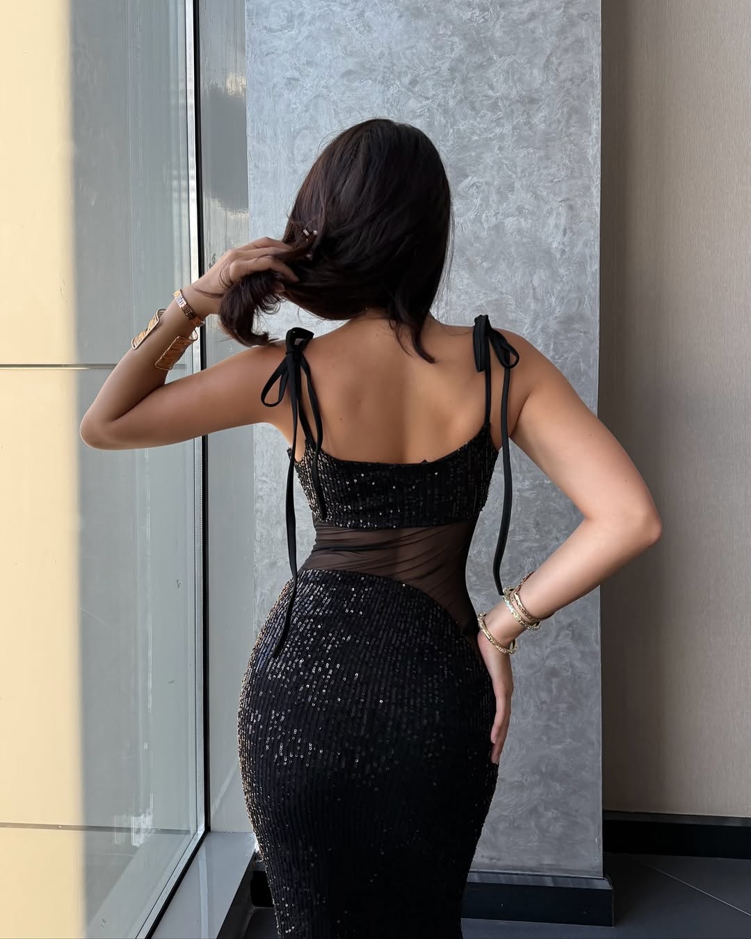 ETERA BLACK PULPAINE TRANSPARENT DETAIL DRESS