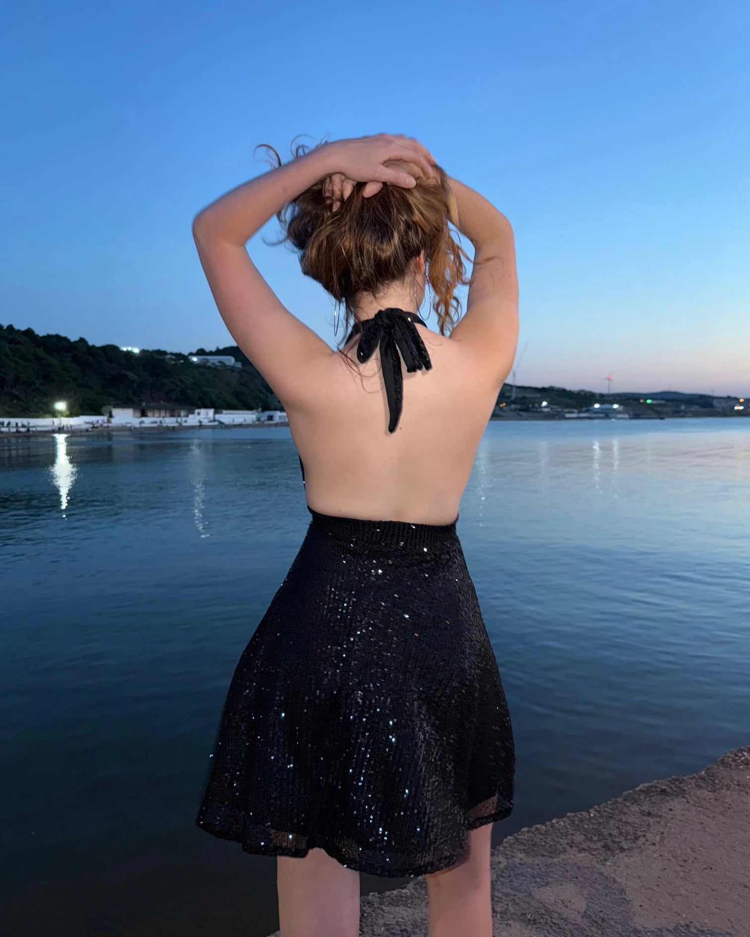 RHYME BLACK SEQUINE MINI DRESS
