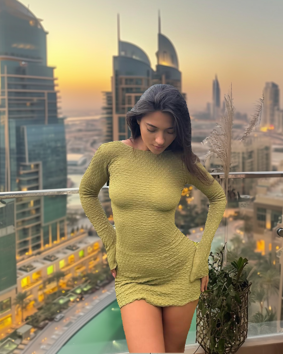 Dolla Pistachio Open Back Mini Gown