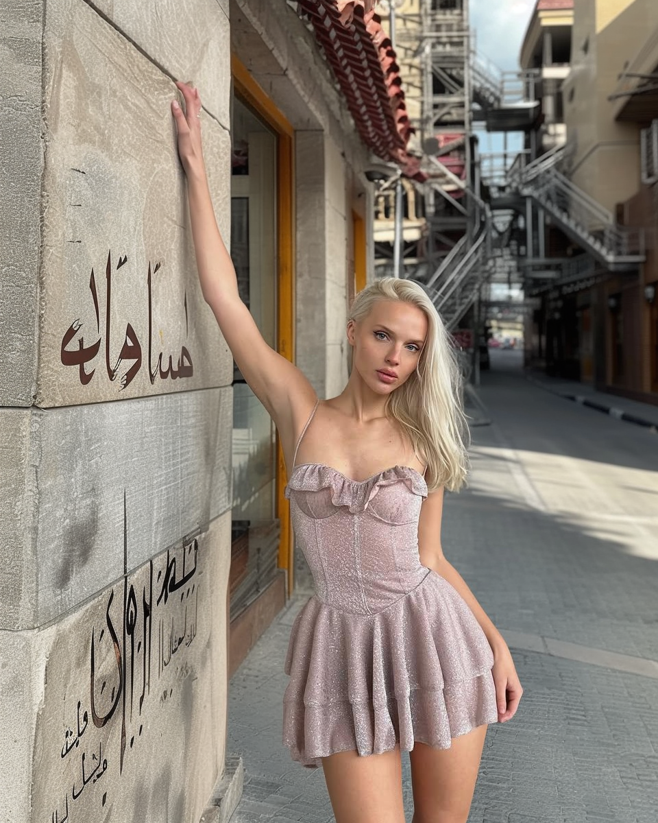 AMOR PINK GLITTERED BACK DRESS